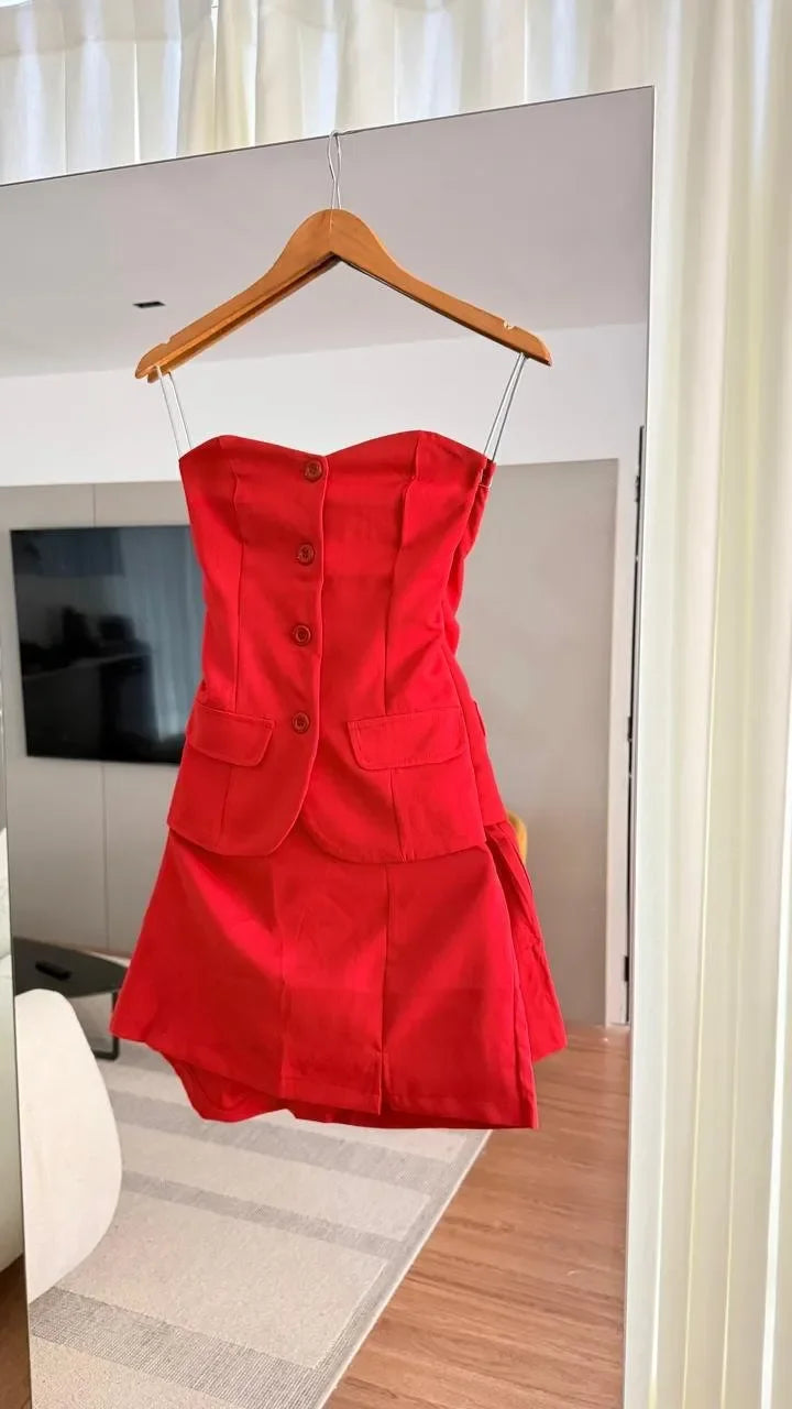 Conjunto Alfaiataria Short Saia