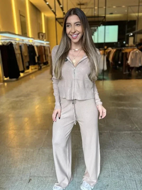 Conjunto Modal Pantalona e Jaqueta Zíper