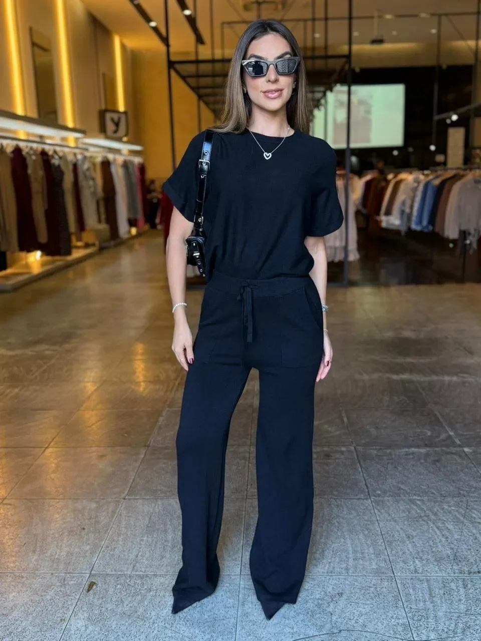 Conjunto Feminino Tricô Modal Elegante