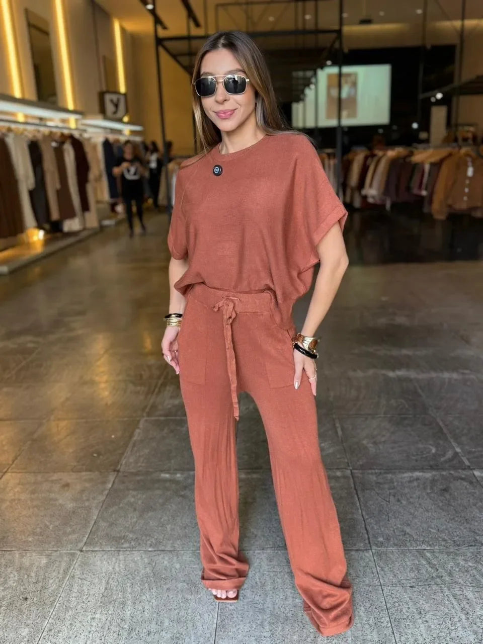 Conjunto Feminino Tricô Modal Elegante