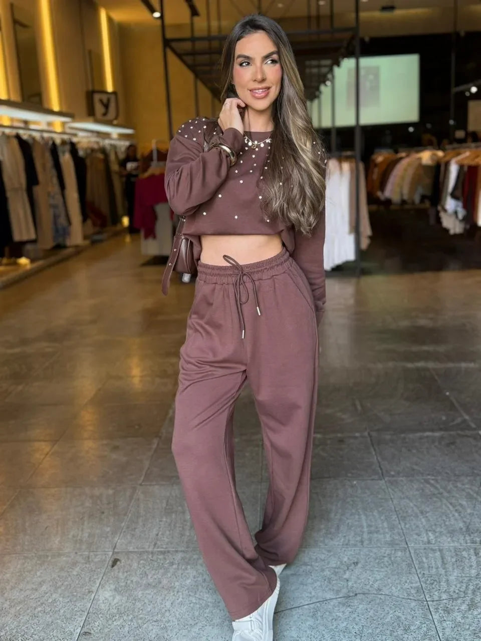 Conjunto Moletom Aplicação Strass