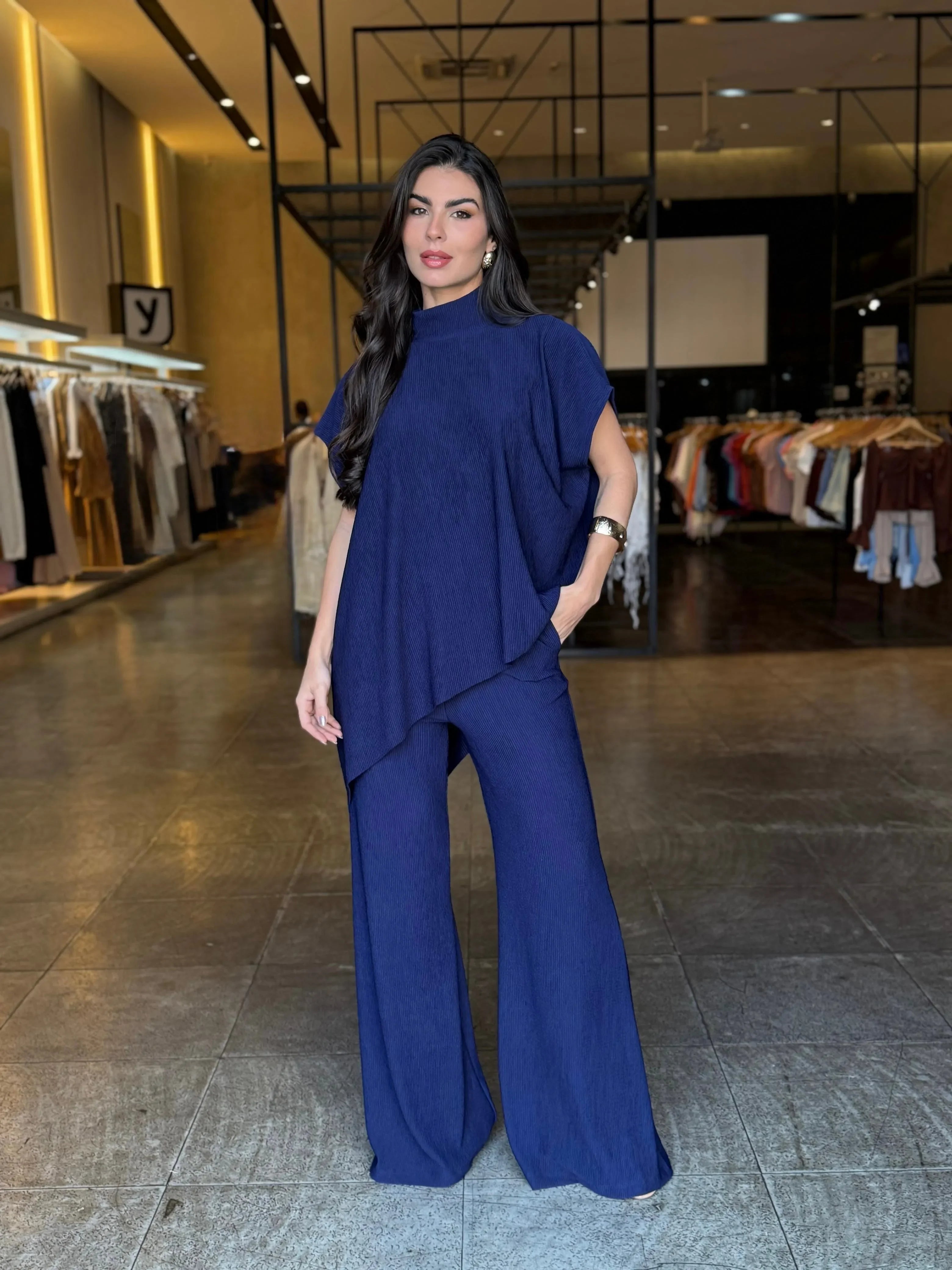 Conjunto Feminino Blusa Assimétrica Luxo