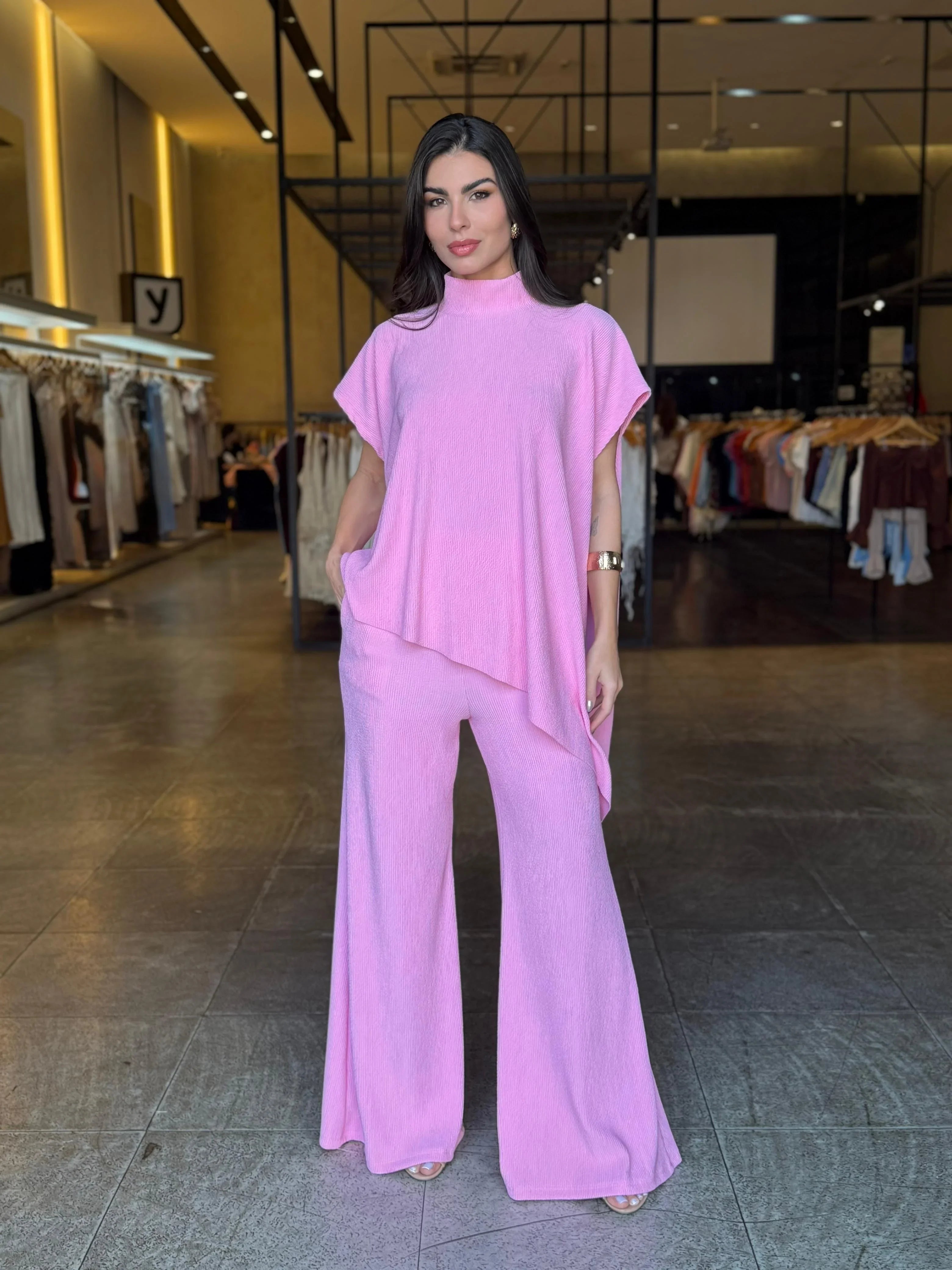 Conjunto Feminino Blusa Assimétrica Luxo