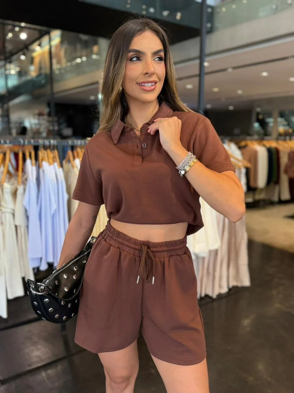 Conjunto Moletinho Short e Blusa Gola Polo
