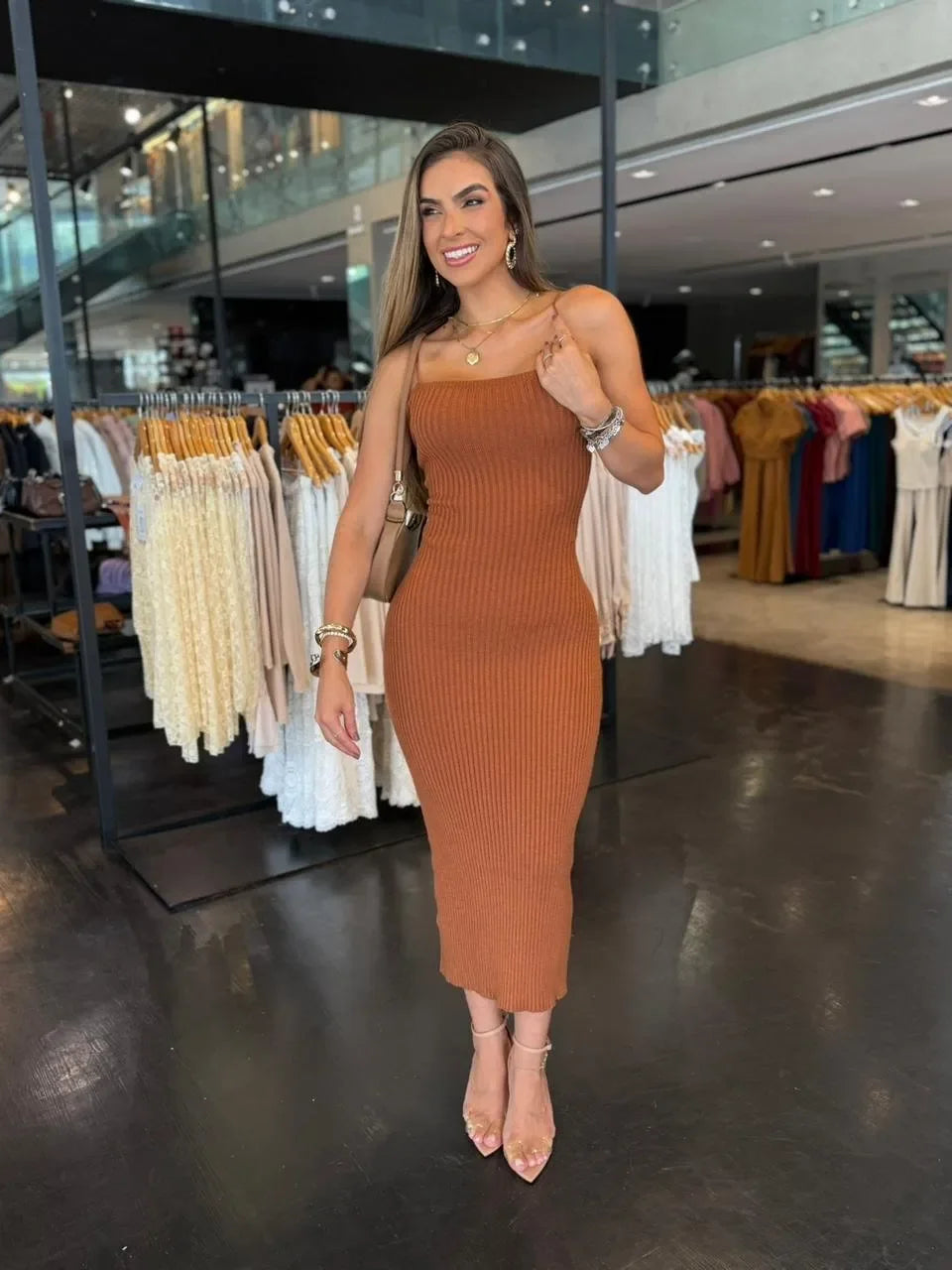 Vestido Tricô Modal Amarração Costas